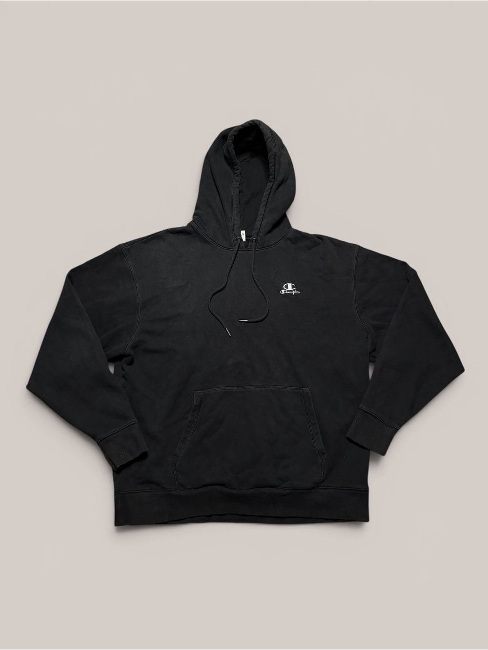 Champion Black Hoodie with White Embroidered Logo